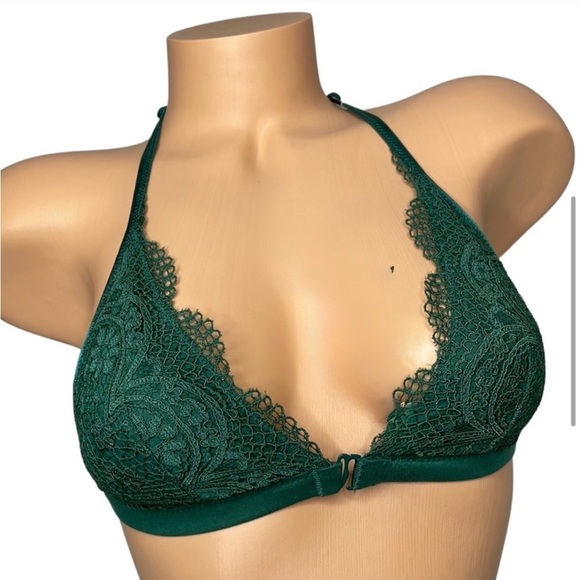 VICTORIA SECRET BODY BY VICTORIA EMERALD GREEN LACE BRALETTE SNAP FRONT XS - Picture 11 of 14